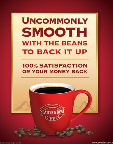 Seattle's Best Coffee Intro print ad – Beans to Back It Up
