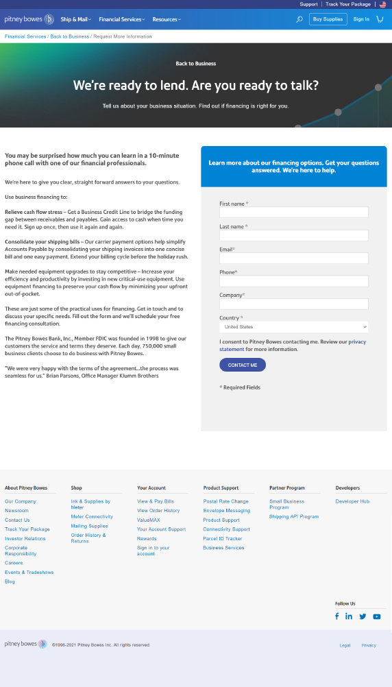 Pitney Bowes Financial Serivces Back to Business Campaign Product Portfolio - Joseph Ehlinger Copywriter