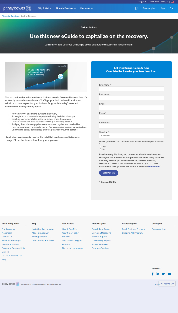 Pitney Bowes Financial Serivces Back to Business Campaign eGuide gated asset - Joseph Ehlinger Copywriter
