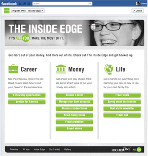 Higher One Financial Services Get Carded Facebook Campaign Menu Options - Joseph Ehlinger copywriter